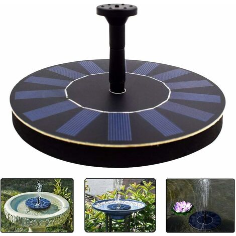 LITZEE Fuente solar , bomba flotante con 4 boquillas rociadoras para diferentes caudales de agua, ideal para baños de pájaros, estanques pequeños y acuarios (1,4 W)