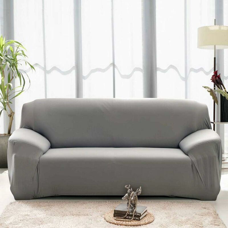 

Litzee - Funda para sofá de sala de estar, funda elástica para silla de 3 plazas, funda de licra, decoración (gris)