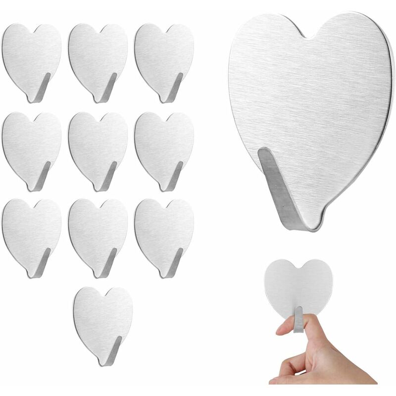 

Gancho adhesivo de 10 piezas, Gancho para toallas de acero inoxidable, Gancho de pared para baño y cocina