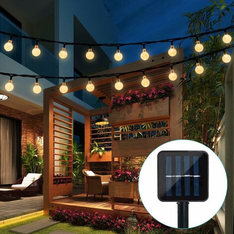 LITZEE Garden Solar Lichterketten, 6,5 m 30 wasserdichte Kristallkugeln LED Lichterketten, 8 Modi Sternenlicht im Freien Solar Lichterketten, dekorative Beleuchtung für Haus, Garten, Party, Festival -