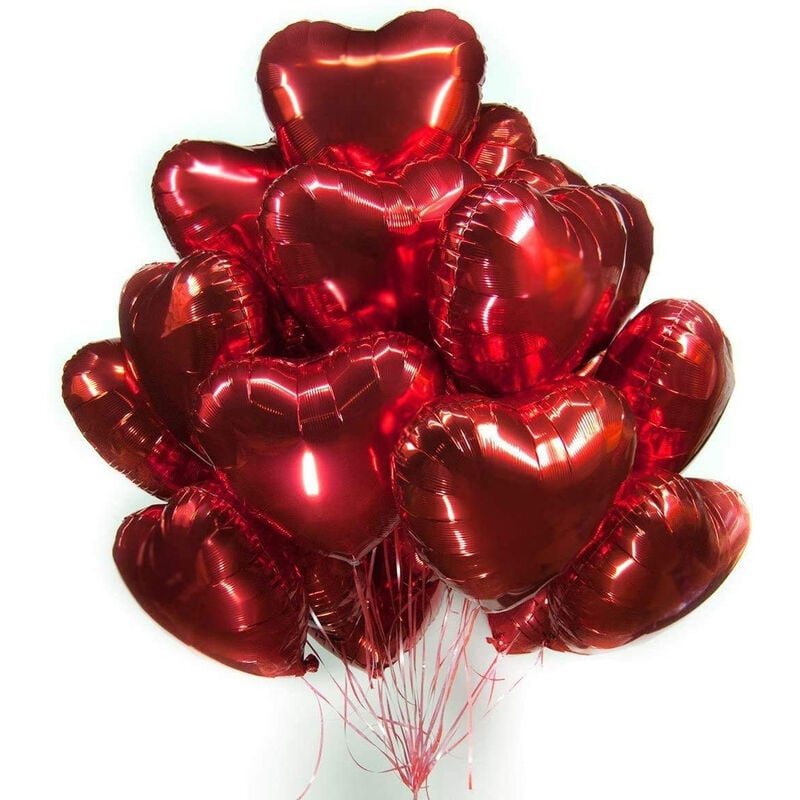 

Litzee - Globo 25 Piezas 18 Pulgadas Globo Rojo en Forma de Corazón para Aniversario de Bodas Decoración de Compromiso de Boda Fiesta de San Valentín