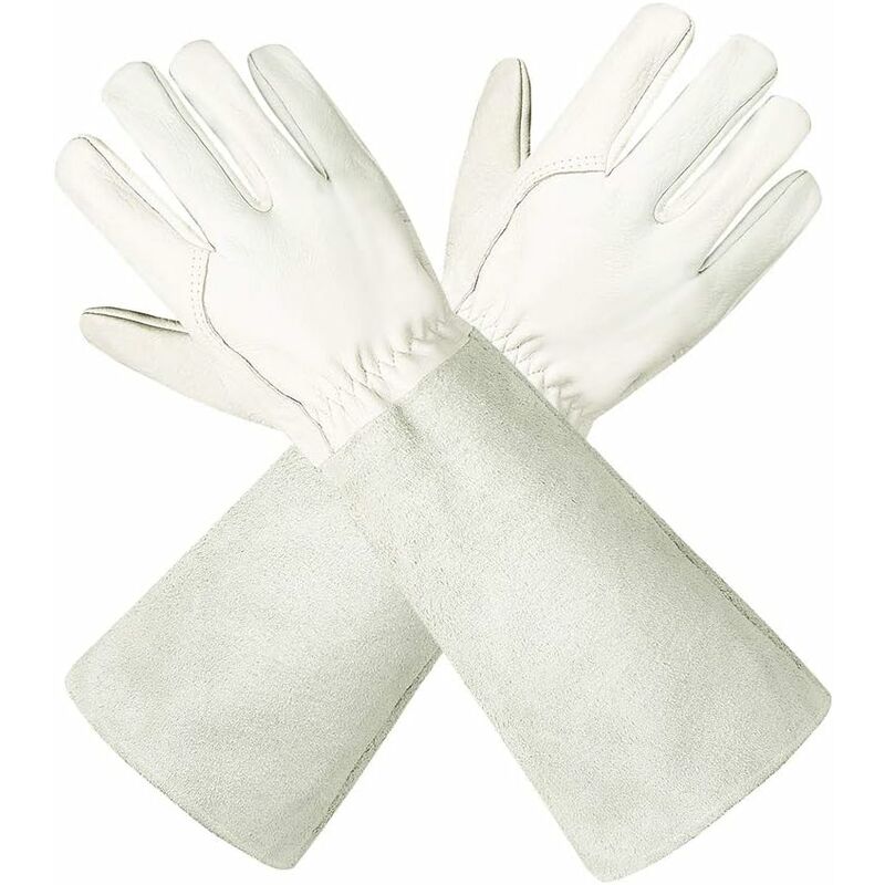 

Guantes de jardinería de cuero transpirable para hombres y mujeres con guante anti-espinas, cuero de vaca de manga larga para jardinero y granjero,