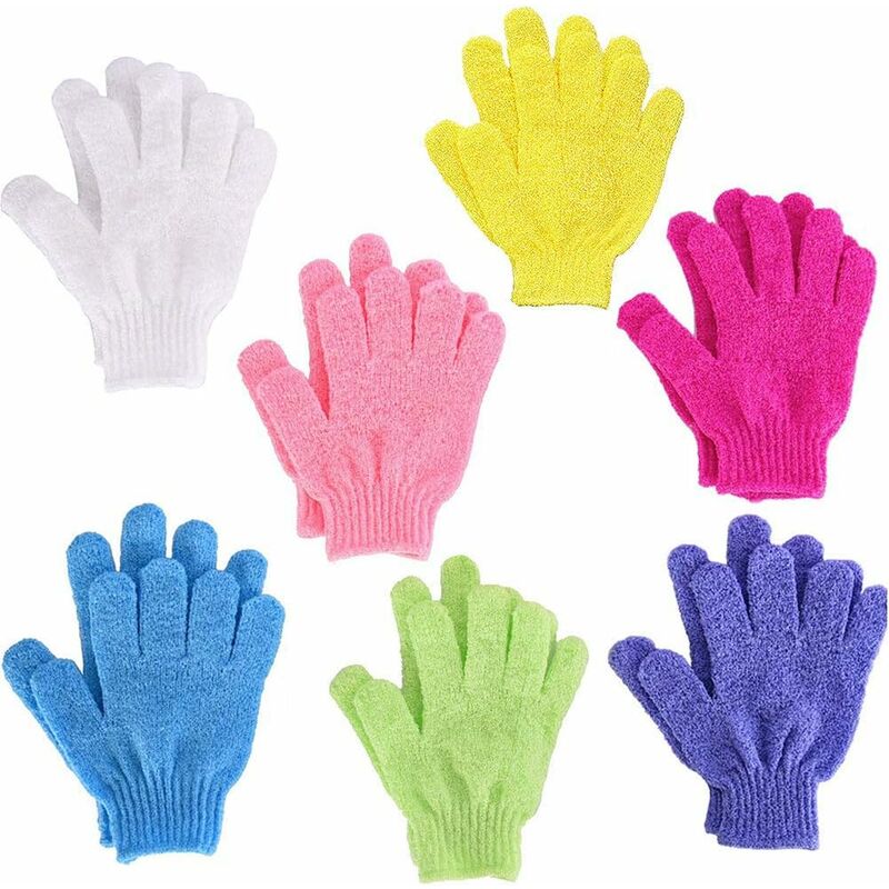 

Guantes exfoliantes para todo el cuerpo, 7 pares de guantes de ducha exfoliantes Guantes exfoliantes para eliminar las células muertas, ducha o