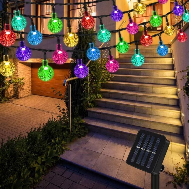 Guirlande Solaire Extérieure 12M 100 led Guirlande Lumineuse Multicolore avec 8 Modes & Étanche IP65 Lampe Decorative Idéal pour Maison, Jardin,