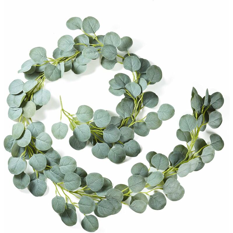 

Guirnalda de eucalipto artificial Hojas de eucalipto sintético Vid de eucalipto hecho a mano Guirnalda de hojas verdes para boda Hogar Cocina Oficina