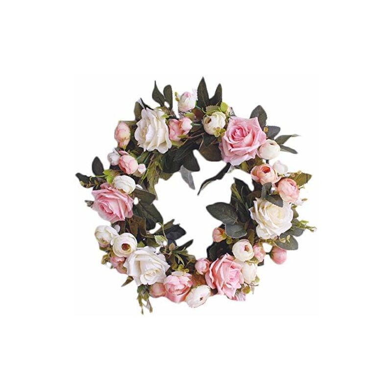 

Guirnalda decorativa de pared Guirnalda hecha a mano para puerta exterior Guirnalda de flores de vid rosa Guirnalda de flores decorativas