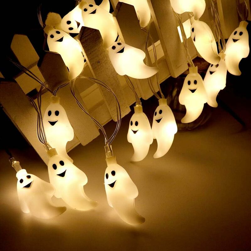

Halloween String Lights 30 LED Ghost Spirit Light para exterior String Light Christmas Halloween Party Park Lavaplatos Decoración blanca cálida