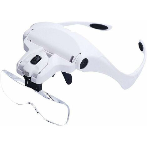 Magnifying Glasses with 2 LED Lights, Front Magnifying Headset Hands-Free  Magnifier for Sewing, Reading Repairs, Jewelry, Watches and Crafts, 5