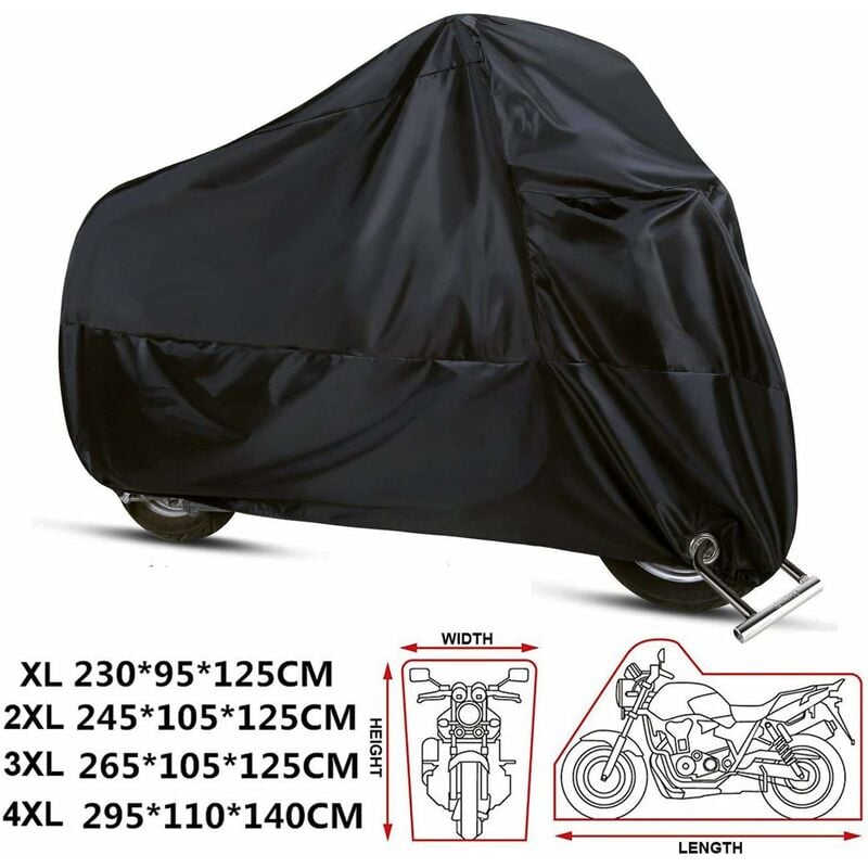 Housse, bâche pour moto, scooter, imperméable, en 210D 4XL(295*110*140cm),Sans serrure de voiture - Litzee