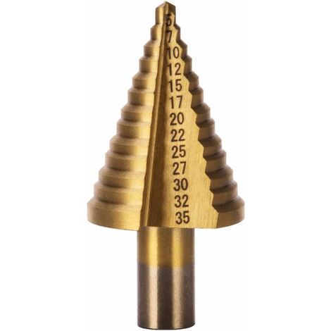 LITZEE HSS Foret étagé métal 5-35 mm Titane professionnel Foret conique Foret étagé Foret étagé avec coffret pour bois Plastique métal