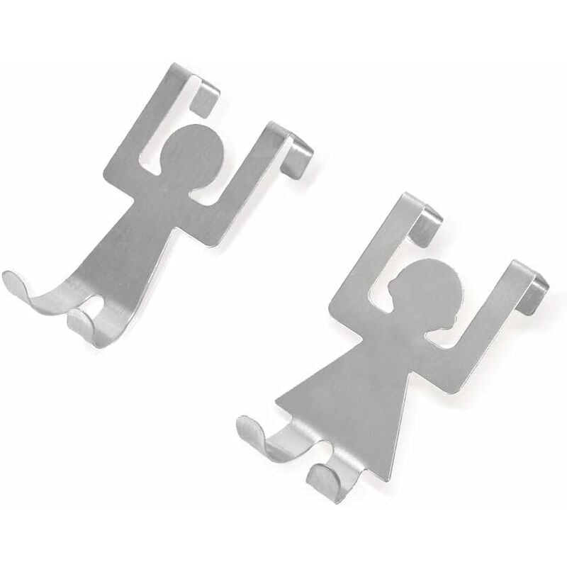 

I3C Juego de 2 ganchos creativos para puerta de acero inoxidable, sin taladrar, 8 x 4,5 cm, para puerta de baño, para puerta, ventana, armario, sala