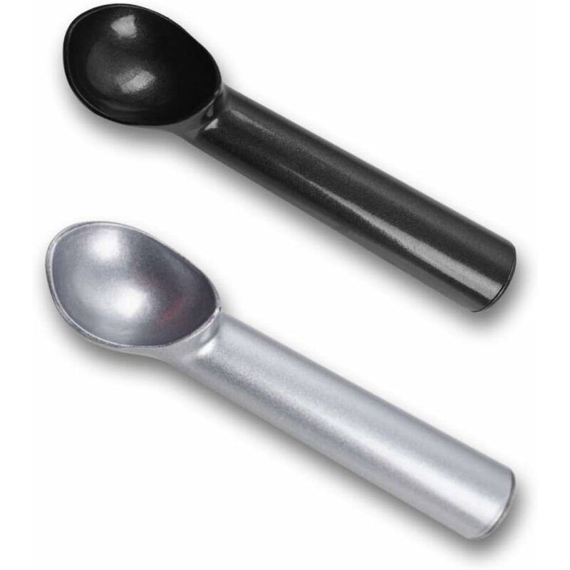 

Ice Cream Scoop, 2 piezas, antiadherente, antiadherente, para helado, diseño de aluminio de una pieza, apto para lavavajillas, negro + plateado