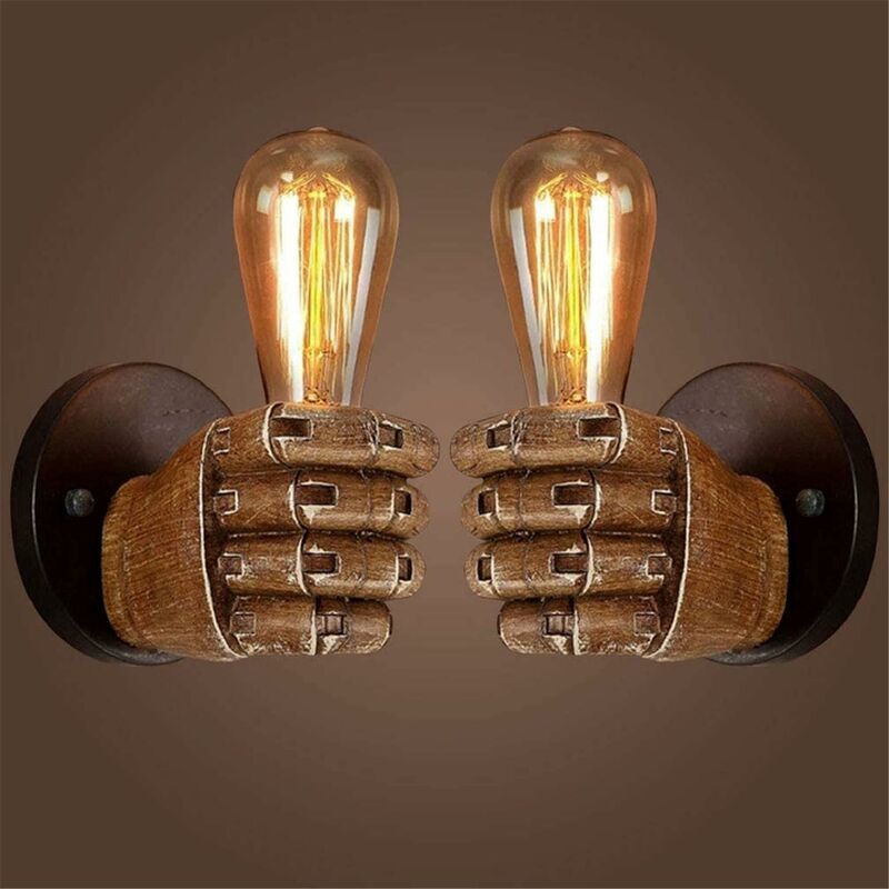 

Iluminación de pared de puño antiguo, lámpara de pared de puño retro iluminación vintage industrial E27 Base de lámpara Edison para pasillo, cocina,
