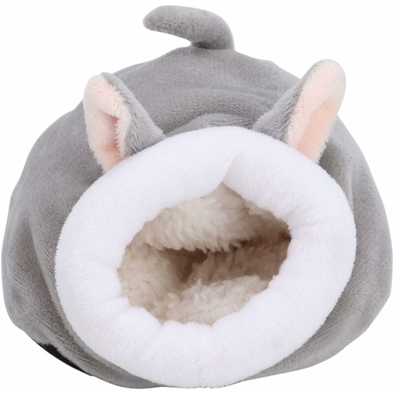 

Jaula de cama para mascotas, casa de hámster cálida de algodón de invierno, ardilla de cama cálida para animales pequeños para hámster erizo (gris)