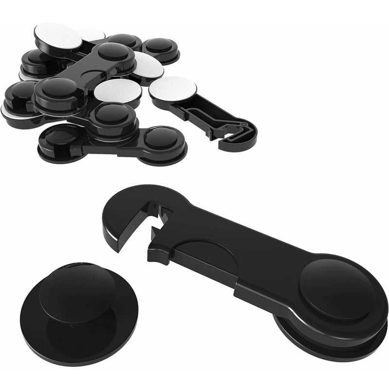 

[Juego de 10] Puertas de seguridad para niños, cómodas cerraduras de seguridad para cajones de bebés con adhesivo resistente para gabinetes,