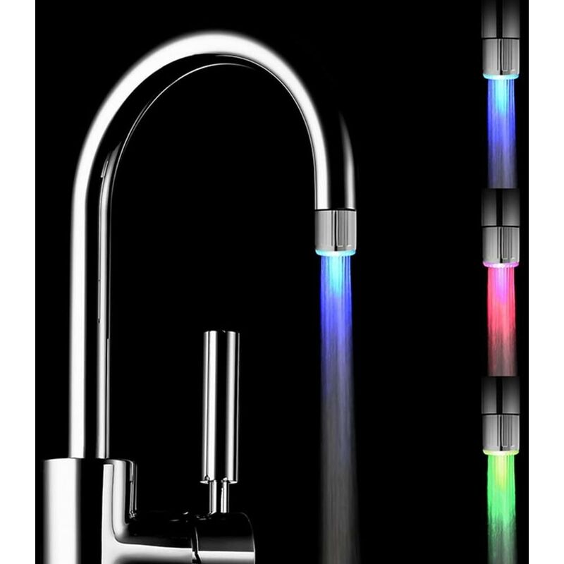 

Juego de 2 grifos de agua LED coloridos con control de temperatura que cambia de 3 colores, toalla de té para grifo de agua para cocina y baño