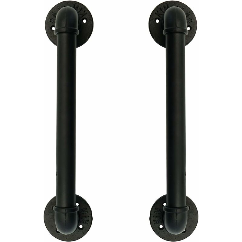 

juego de 2 manijas industriales para tubos, agarraderas, manijas para puertas de granero, hierro fundido rústico antiguo para pasamanos, negro, 50 cm