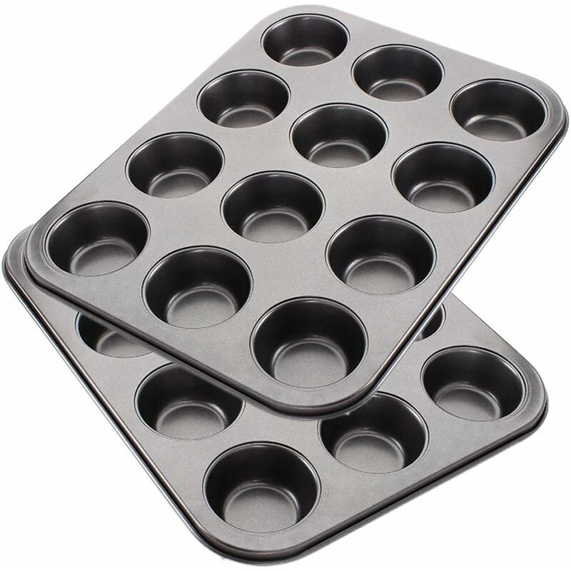 

Juego de 2 moldes antiadherentes para 12 muffins | molde para muffins, molde para magdalenas, molde para brownie