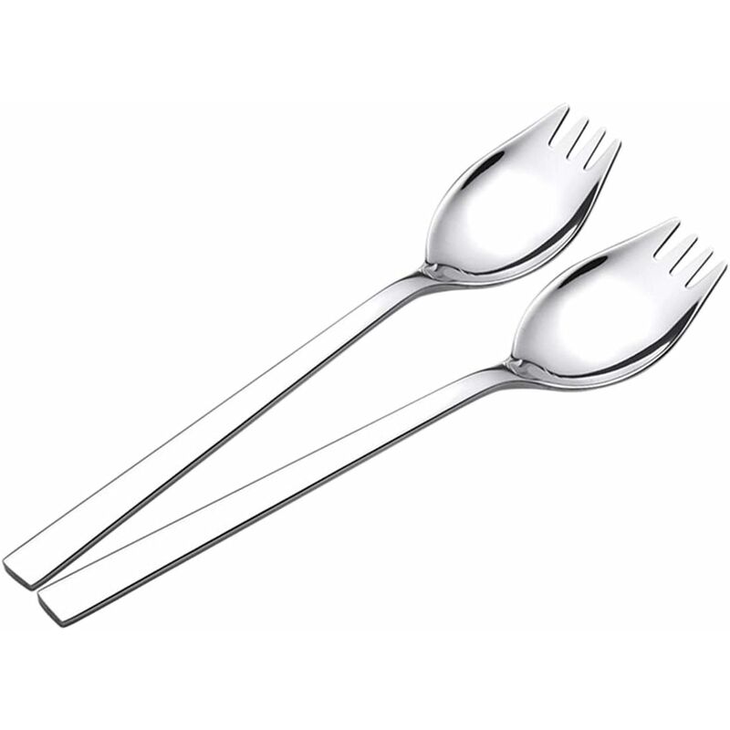 

Juego de 2 tenedores de ensalada de acero inoxidable de doble uso, plateado