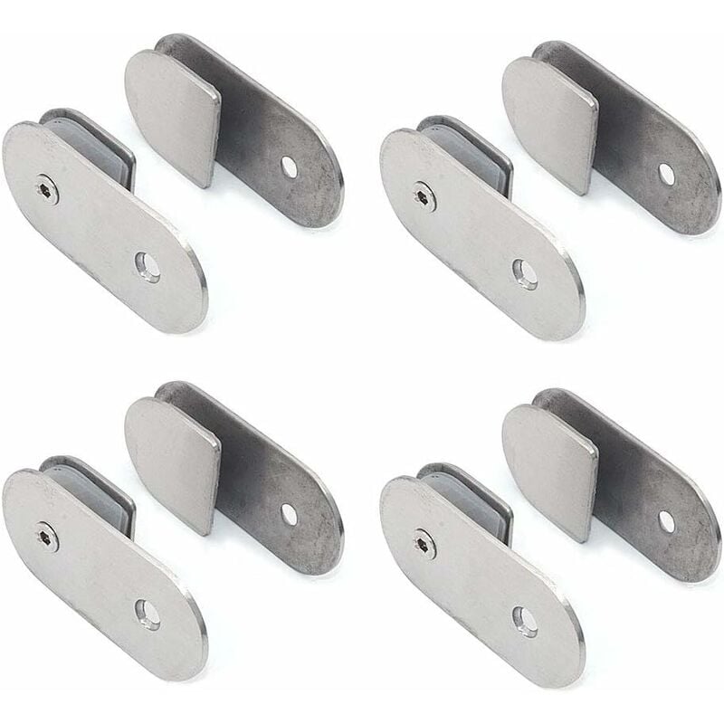 

Juego de 8 abrazaderas de vidrio de acero inoxidable 304 de 180 grados, soporte de pared para estantes de vidrio, se adapta a paneles de vidrio de