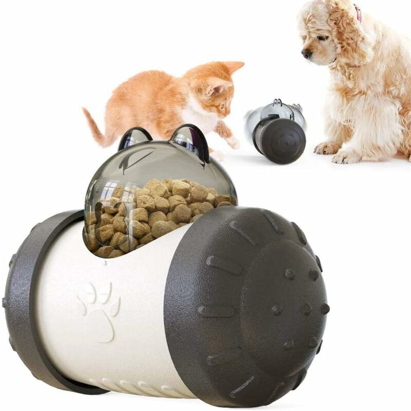 

Juguete dispensador de comida para mascotas, dispensador de comida para tazas, juguete para mascotas, para perros y gatos de todas las edades (negro)