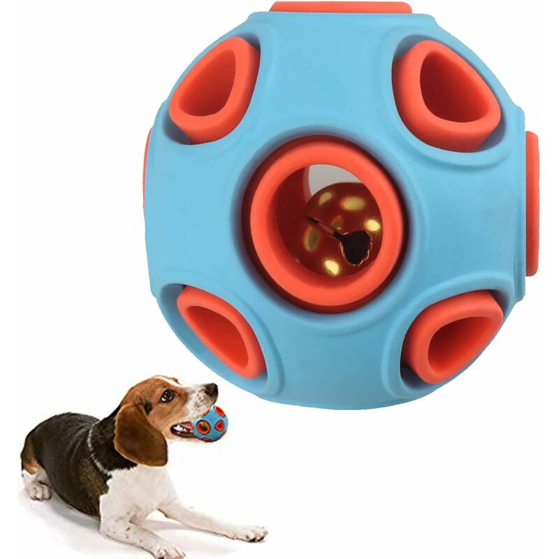 

juguete para limpiar dientes de perro, pelota interactiva para perros con campana de goma pequeña y duradera, para perros pequeños y medianos (azul)