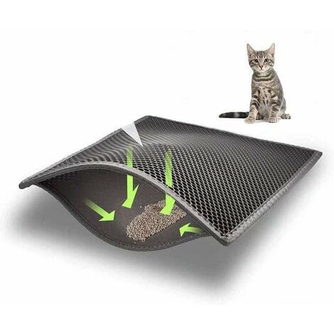 LITZEE Katzenstreumatte, wasserdichtes ungiftiges EVA, Katzenstreumattenmatte, zweischichtiges Wabendesign