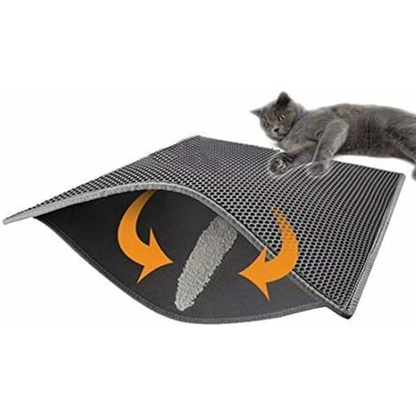 LITZEE Katzentoilette Katzentoilette, faltbare, doppellagige, wasserdichte Waben-Katzenfuttermatte, Bodenschutzmatte und Matte, leicht zu reinigen (40 x 50 cm)