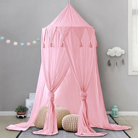 LITZEE Kids Bed Canopy Canopy Baby Playroom Taking Pictures Around 240cm Height Hanging Chiffon Chiffon for Bedroom Decoration for Bed and Bedroom (Pink)