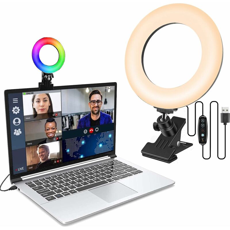 

Kit de luz para videoconferencia con clip de 6.3 "/ 16cm para teléfono celular Lámpara de maquillaje LED regulable para Youtube / TikTok Compatible