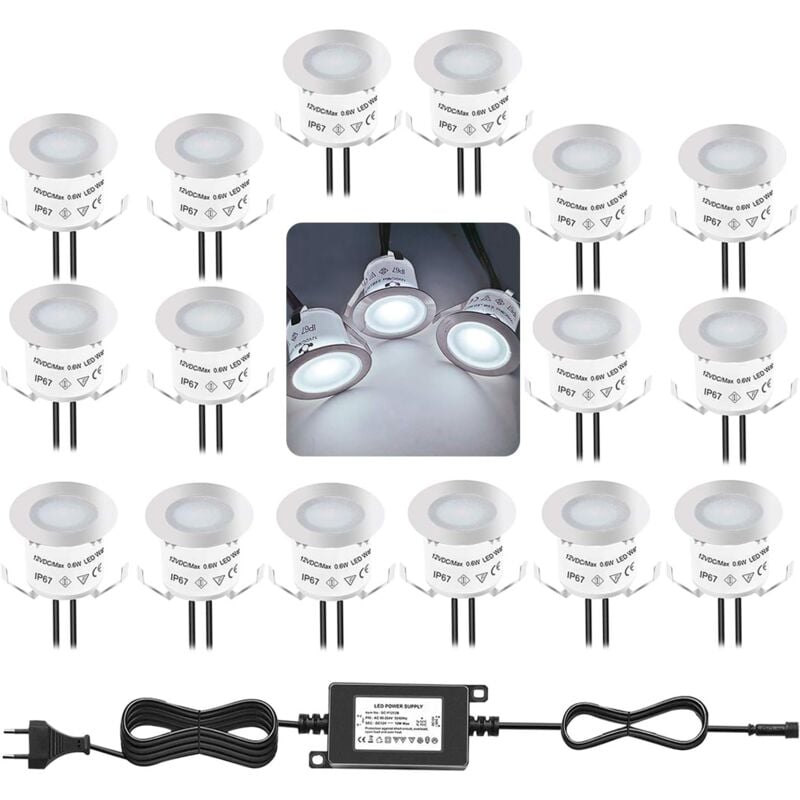 Kit d'éclairage de pont à led encastré, 4000K blanc naturel 12V étanche IP67, éclairage au sol pour escalier de piscine, marche, salle de bain,