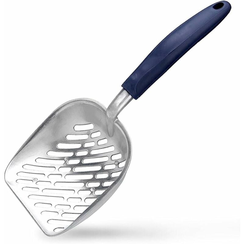 

Kitty Pet Metal Cat Litter Scooper Pala removedor de caca con mango largo para mascotas, azul
