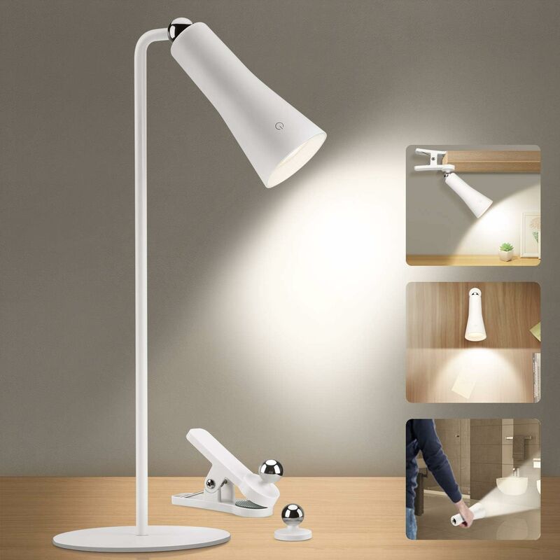 

Lámpara de escritorio con luz diurna, [3 en 1] Lámpara de escritorio LED Brillo ajustable de 3 niveles y control táctil, 3W 4000K blanco natural Sin