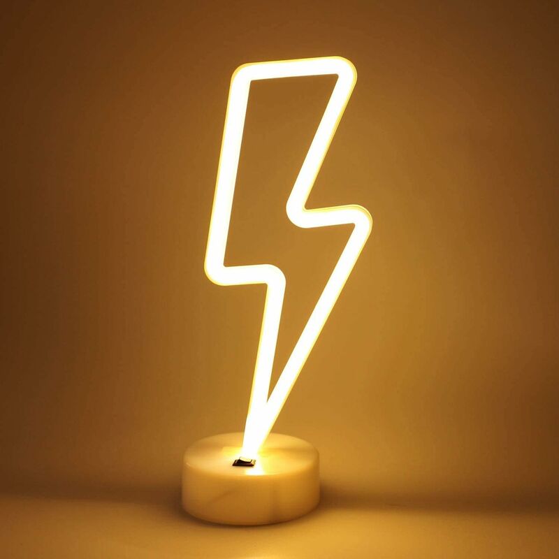 

Litzee - Lámpara de noche con iluminación LED de neón con base, luces LED de neón USB o con pilas, decoración para Navidad, cumpleaños, sala de