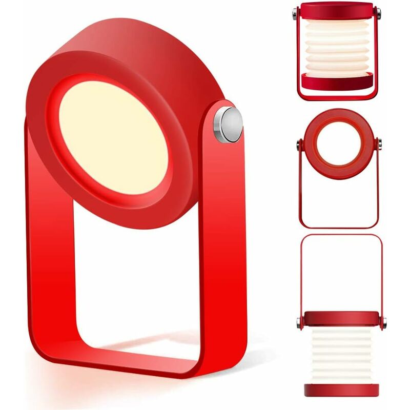 

Litzee - Lámpara de noche LED Lámpara de noche Linterna vintage Regulable Plegable Portátil Lámpara de camping para dormitorio, sala de estar, Camping