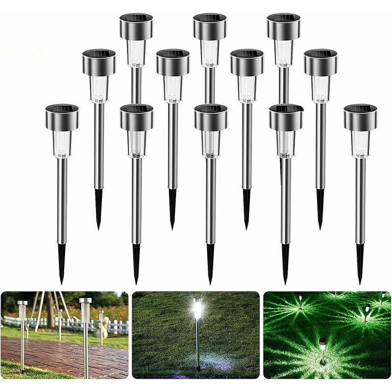 

Lámpara solar para jardín, 12 piezas Lámpara de jardín inalámbrica Decoración LED Iluminación solar exterior para caminos de césped Impermeable IP65