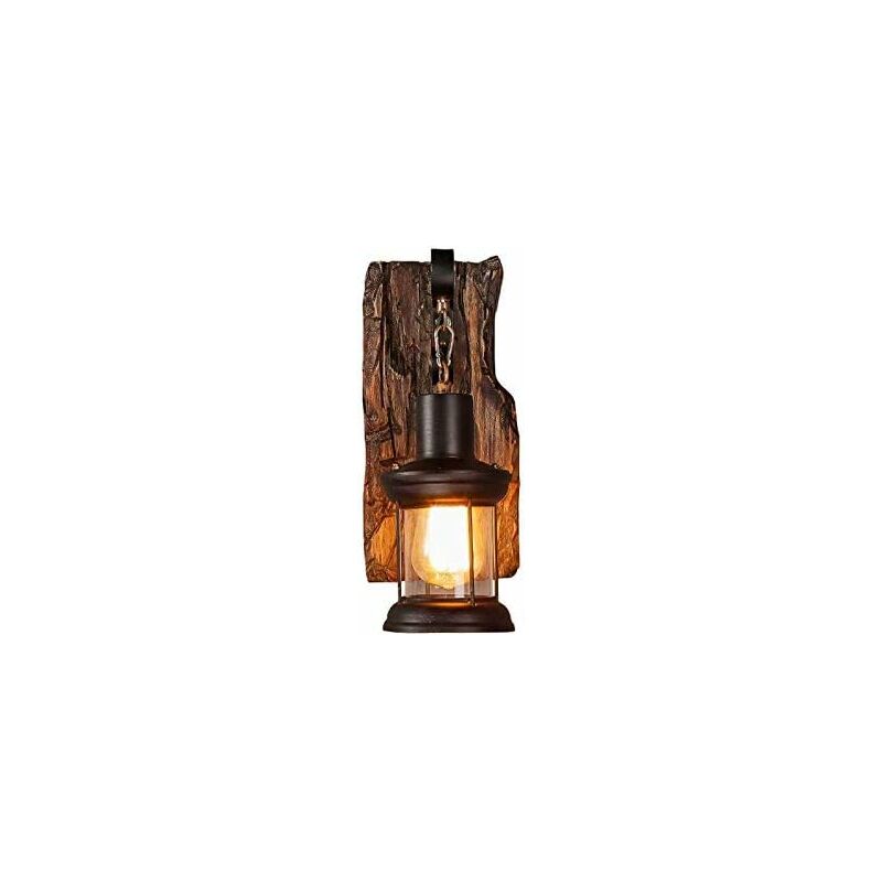 

Lámparas de pared / Bañadores de pared Lámpara de pared de madera vintage, Lámpara de pared de vidrio de metal vintage E27 Iluminación de pared con