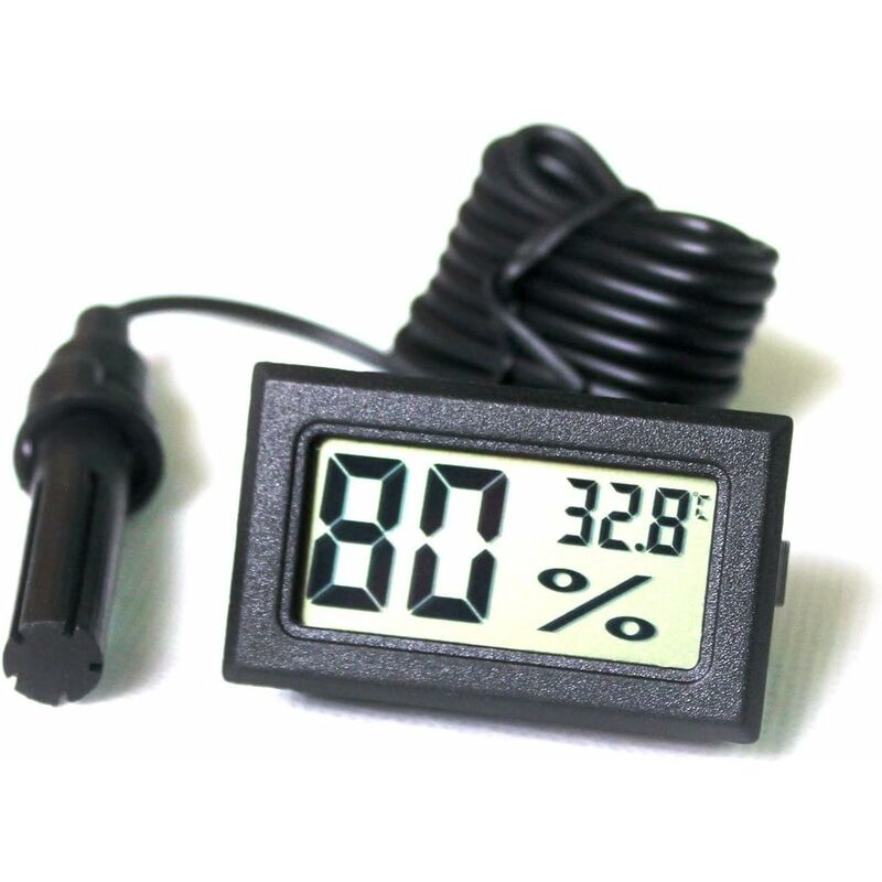 

LCD termómetro sintonizador digital integrado higrómetro con sonda externa para incubadora de acuario-aves-reptiles negro