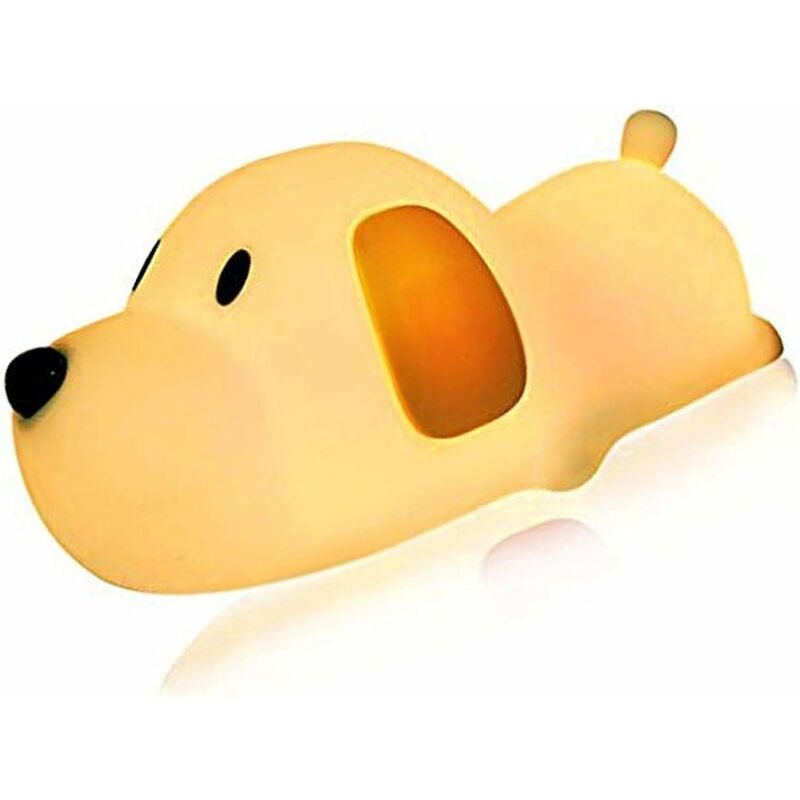 

Litzee - LED luz de noche para perros, cachorro de silicona suave lámpara de guardería para bebés, control de toque sensible, tiempo de sueño para