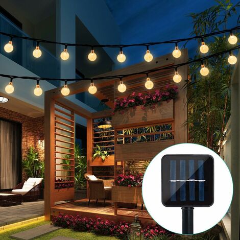 LITZEE LED-Solar-Garten-Lichterketten, 6 m, 30 Stück, wasserdichte Kristallkugel-LED-Lichterketten, 8 Modi, Außen-Sternenhimmel, Solar-Lichterketten, Hausgarten, Party, Urlaub, Dekoration, Lichter (Wa
