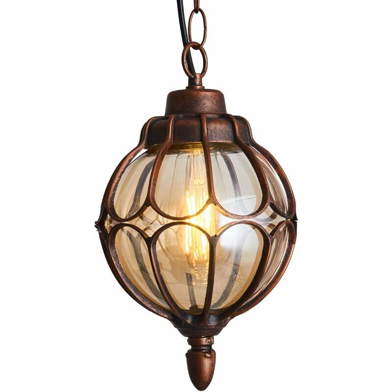 

LITZEE Linterna colgante para exteriores, luz de techo colgante impermeable con bola de cristal, lámpara posmoderna para restaurante, bar, cocina,