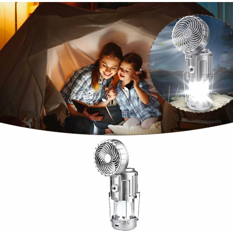 

Linterna de camping LED portátil para exteriores con ventilador, lámpara de ventilador eléctrica de elevación y estiramiento solar para exteriores,