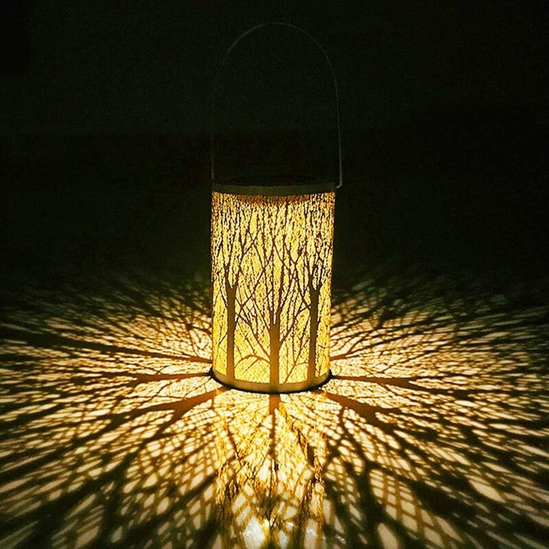 

Linterna solar colgante, forma de árbol, LED, silueta marroquí, lámpara de linterna para exteriores, luz solar para jardín, impermeable, IP44,