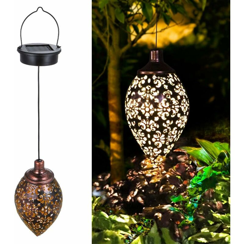 

Linterna solar LED de metal colgante impermeable para decoración de exteriores