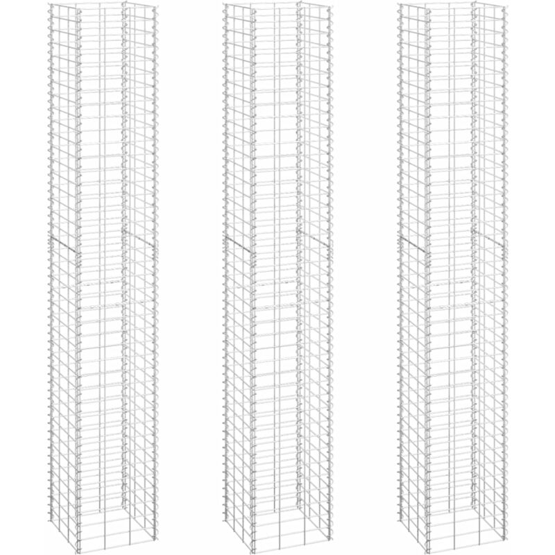 Inlife Lits surélevés en gabions 3 pcs 30x30x200 cm Fer