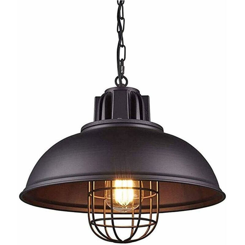 

Lámpara colgante de metal vintage, lámpara de techo con pantalla de rejilla de estilo industrial retro, Φ 33 cm para decoración de bar y restaurante