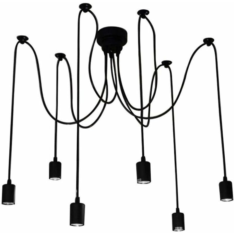 

Lámpara colgante vintage, retro industrial Edison, ajustable, luz de bricolaje, moderna, moderna, elegante, colgante, 6 cabezas, 220 V / E27