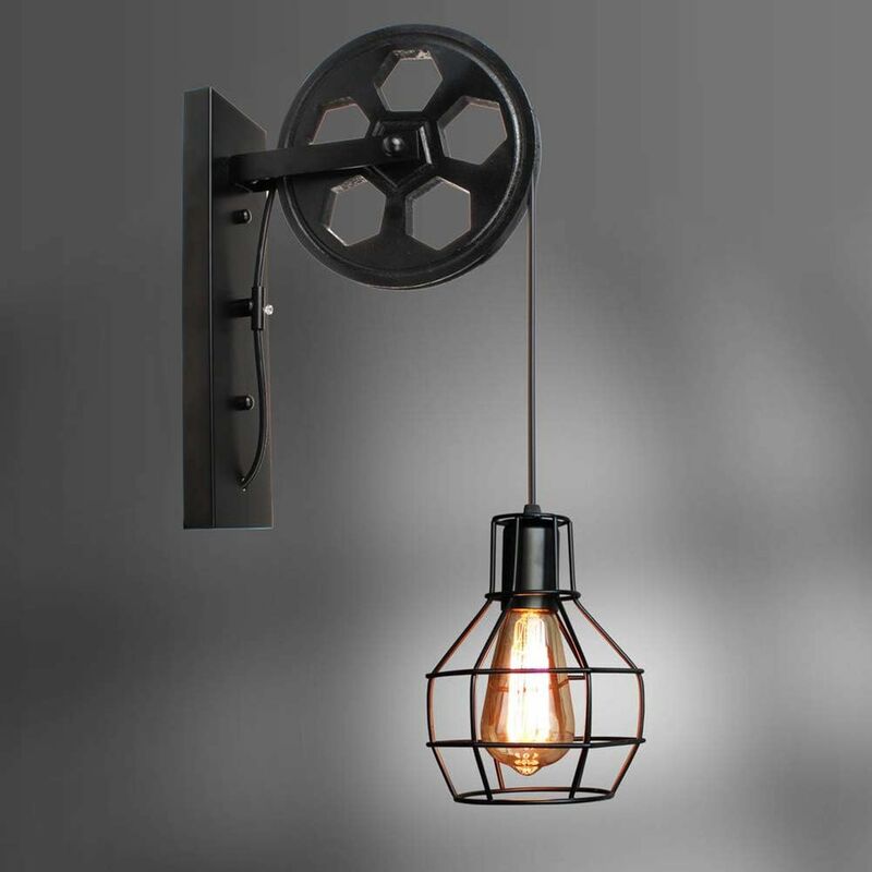 

Lámpara de pared de tubo de hierro forjado vintage, lámpara de pared LED de hierro forjado de un solo cabezal, lámpara de pared de noche de