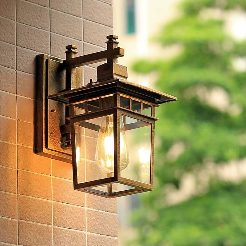 

Lámpara de pared retroE27 Lámpara de jardín Lámpara de pared antigua retro con cubierta de lámpara de vidrio Lámpara para exteriores Puerta