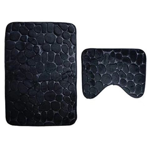 Litzee – Lot de 2 tapis de bain antidérapants lavables en microfibre – Dimensions 50x80cm et 50x40cm – Envers latex pour sécurité accrue